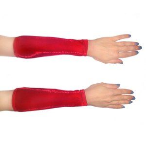 Sleeves armbands for belly dance costume. Sparkly, red. Size L
